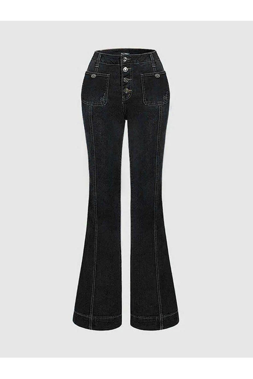 Stefanie - High-Waisted Patchwork Flared Jeans