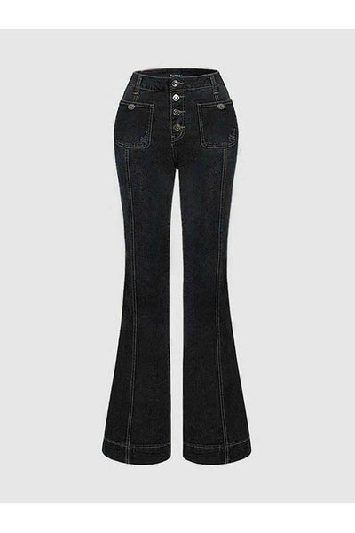 Stefanie - High-Waisted Patchwork Flared Jeans