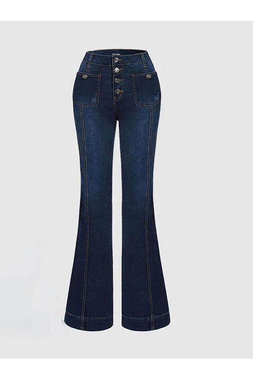 Stefanie - High-Waisted Patchwork Flared Jeans