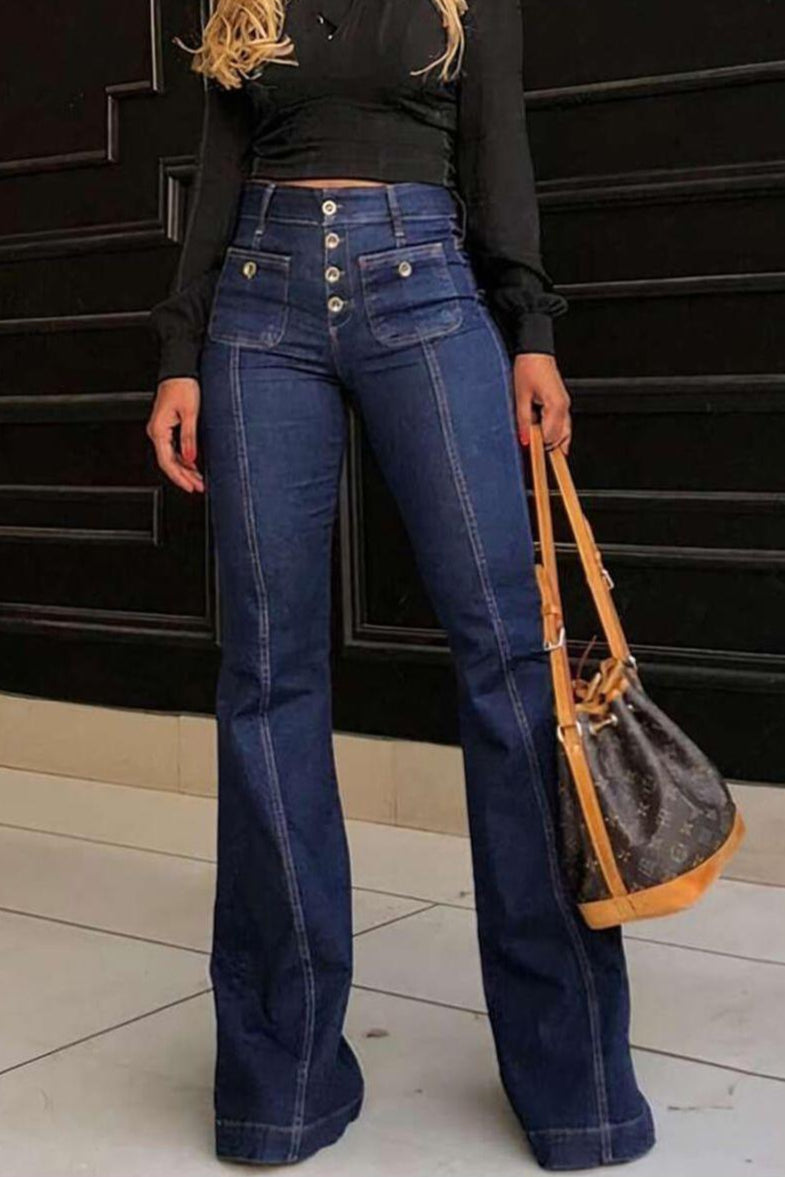 Stefanie - High-Waisted Patchwork Flared Jeans
