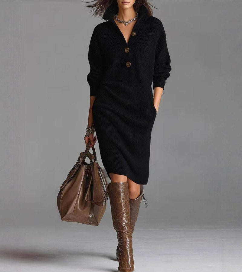 The Sally Elegant Winter Dress with Buttons