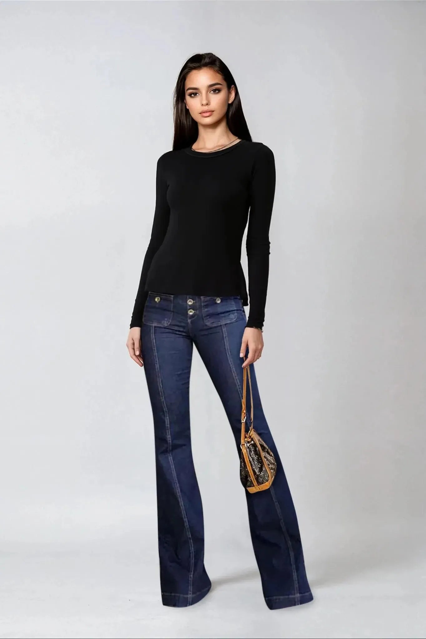 Stefanie - High-Waisted Patchwork Flared Jeans