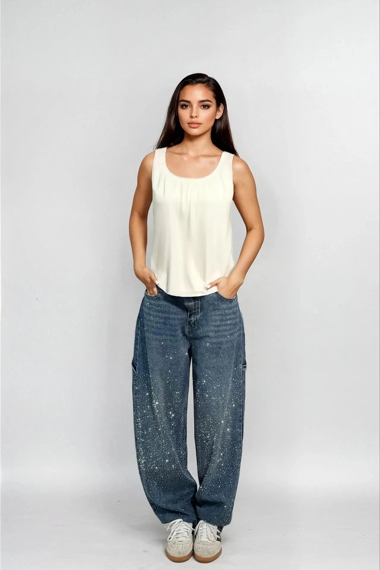 Augustine – Rhinestone Wide-Leg Jeans