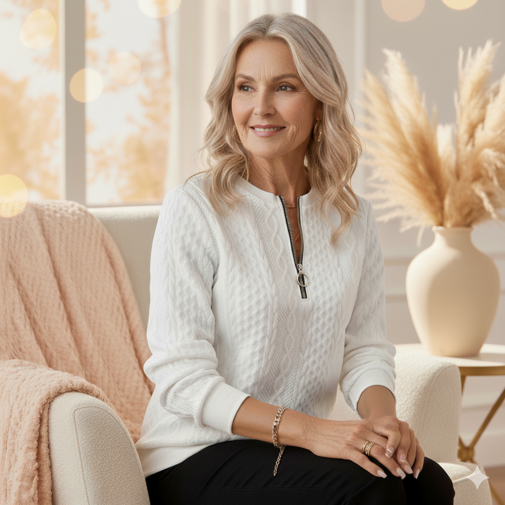 The Laguna Zip-up Cable Knit Sweater