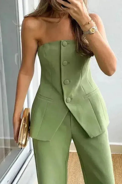 The Velora Strapless Suit Set