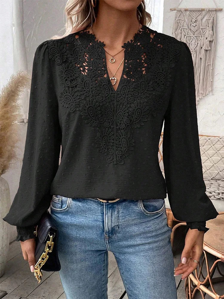 The Sondra Lace Blouse with V-Neck