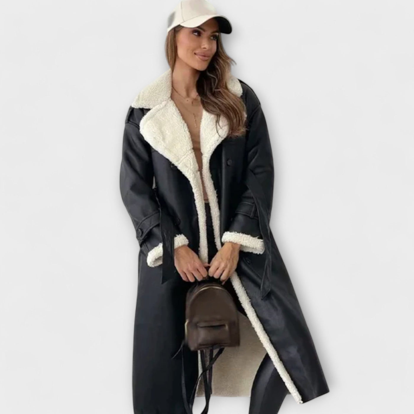 The Maria Coat: Faux-Fur & Leather Luxury
