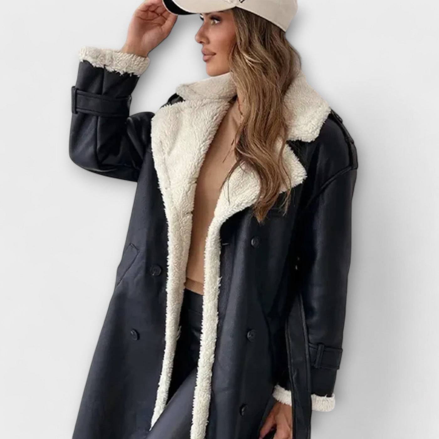 The Maria Coat: Faux-Fur & Leather Luxury