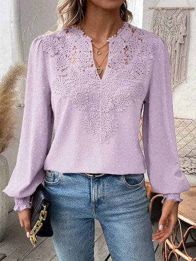 The Sondra Lace Blouse with V-Neck