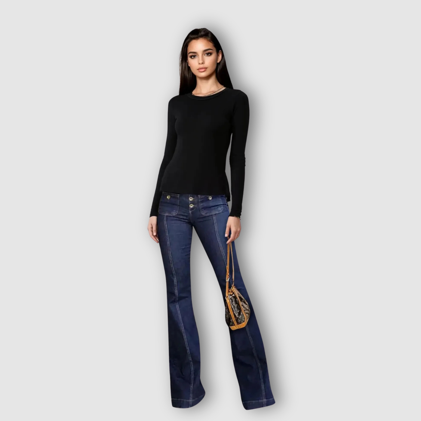 Stefanie - High-Waisted Patchwork Flared Jeans